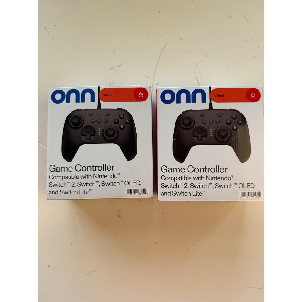 Lot of 2 Onn Wired Game Controller for Nintendo Switch OLED Lite Black Turbo